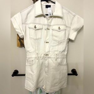 NWT beige denim romper